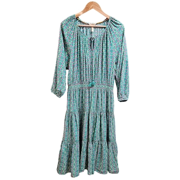 Matilda Jane Age Of Aquarius Floral Long Sleeve Peasant Dress Large Cottagecore - Picture 2 of 10